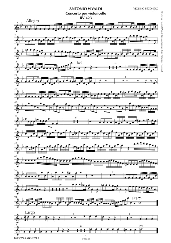 RV 423 Concerto per Violoncello in Si-b maggiore