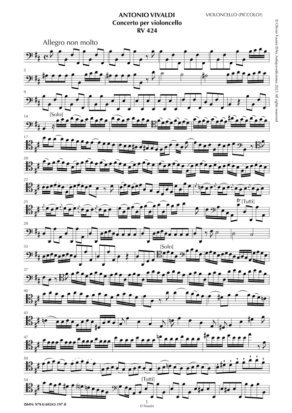 RV 424 Concerto per Violoncello in si minore