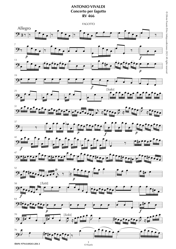RV 466 Concerto per Fagotto in Do maggiore