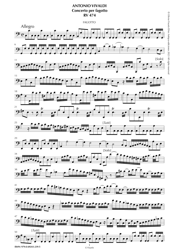 RV 474 Concerto per Fagotto in Do maggiore