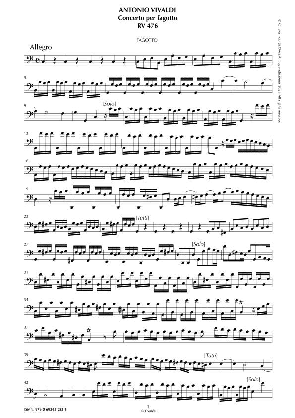 RV 476 Concerto per Fagotto in Do maggiore
