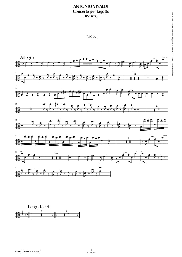 RV 476 Concerto per Fagotto in Do maggiore