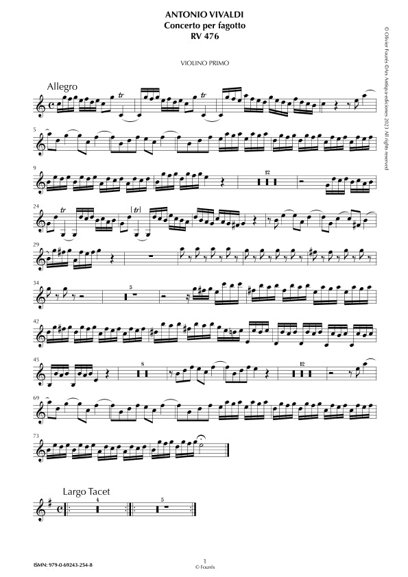 RV 476 Concerto per Fagotto in Do maggiore