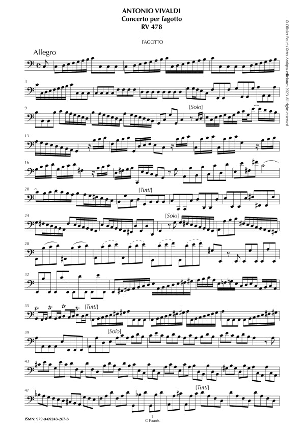 RV 478 Concerto per Fagotto in Do maggiore