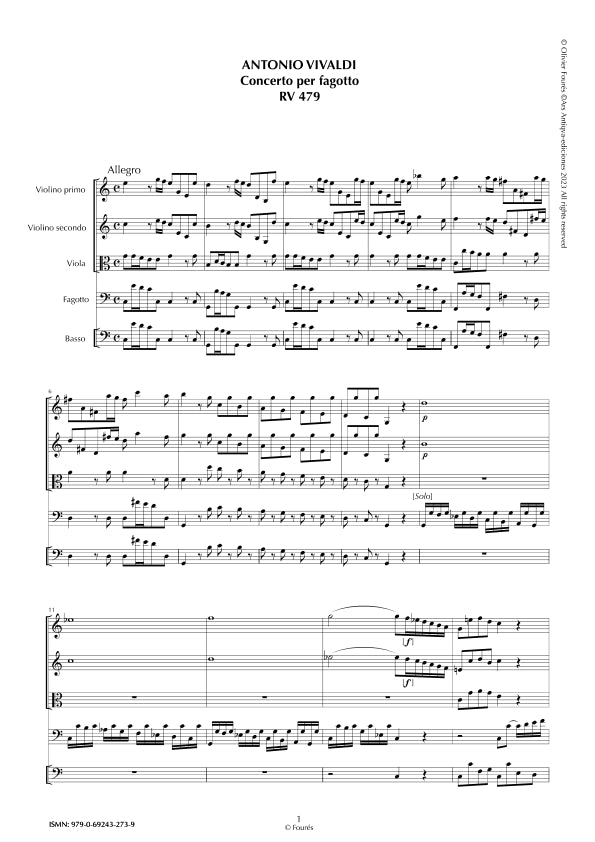 RV 479 Concerto per Fagotto in Do maggiore