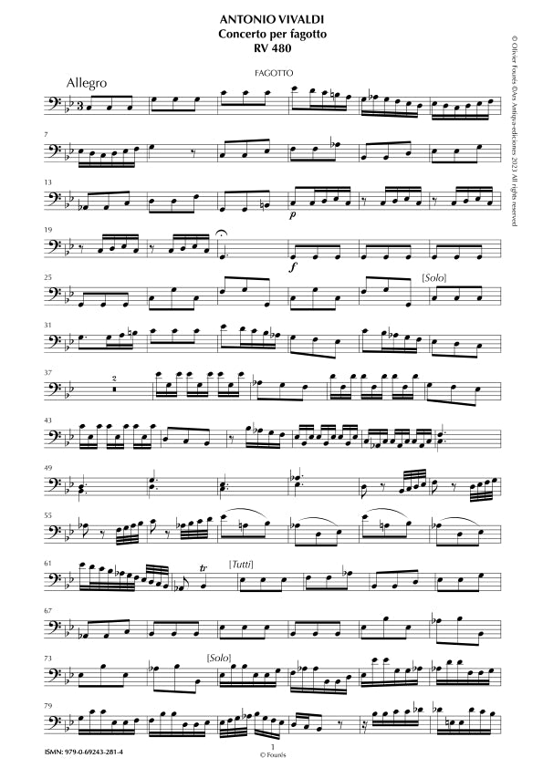 RV 480 Concerto per Fagotto in do minore