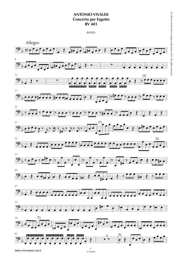 RV 481 Concerto per Fagotto in re minore