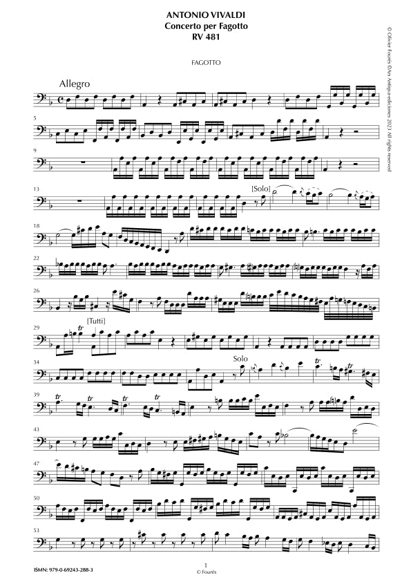 RV 481 Concerto per Fagotto in re minore