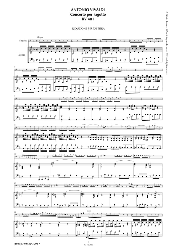 RV 481 Concerto per Fagotto in re minore