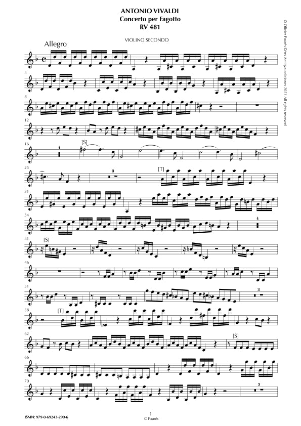 RV 481 Concerto per Fagotto in re minore