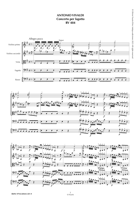 RV 484 Concerto per Fagotto in mi minore