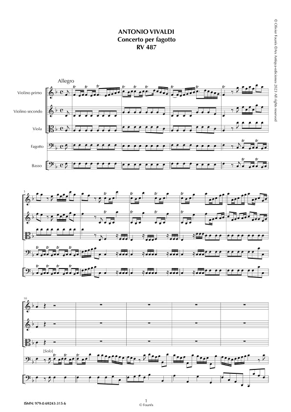 RV 487 Concerto per Fagotto in Fa maggiore