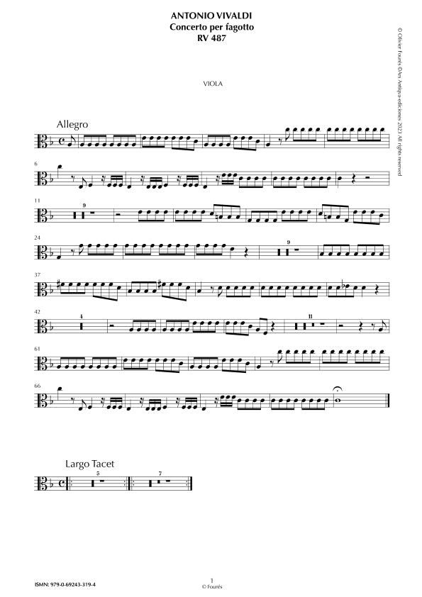 RV 487 Concerto per Fagotto in Fa maggiore