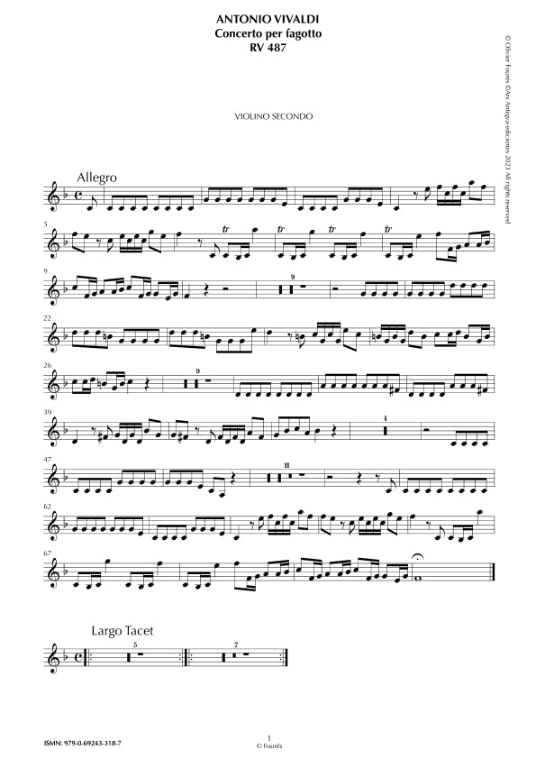 RV 487 Concerto per Fagotto in Fa maggiore