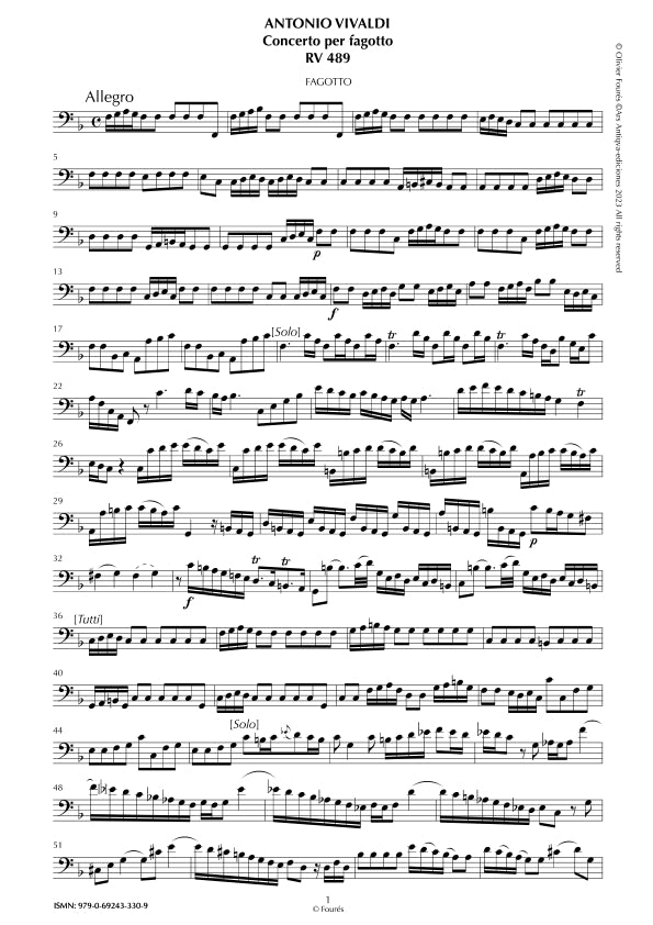 RV 489 Concerto per Fagotto in Fa maggiore