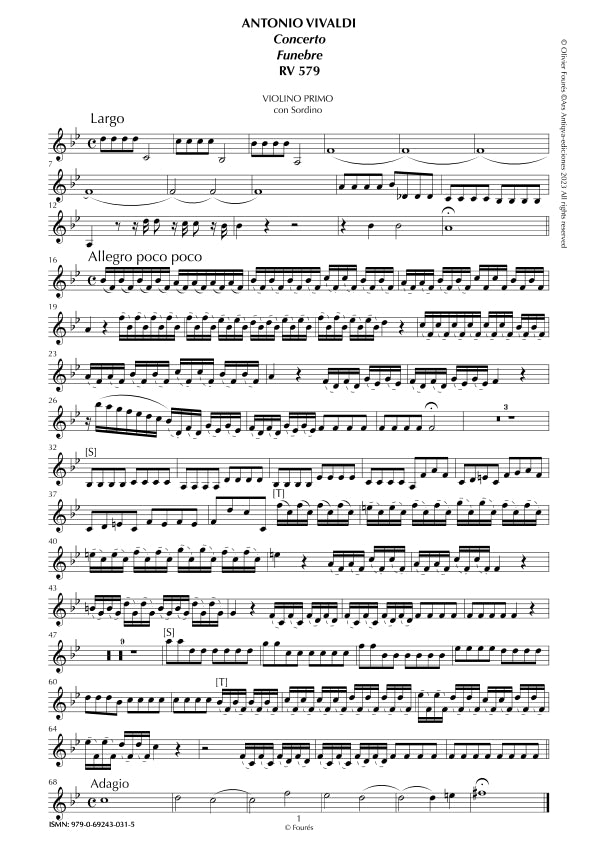 RV 579 Concerto FUNEBRE con Hautbois sordini e Salmoè e Viole all´inglese in Si-b maggiore
