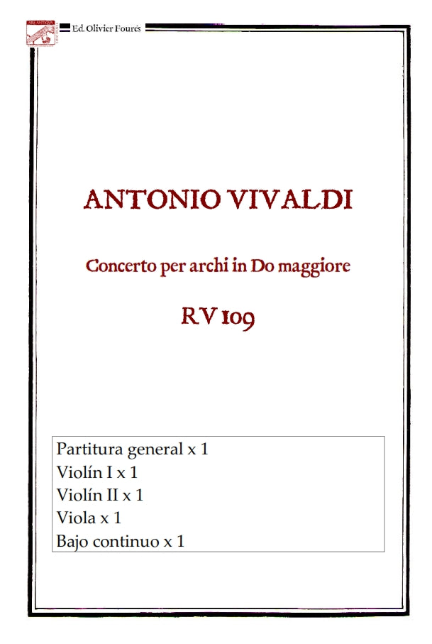 RV 109 Concerto per archi in Do maggiore