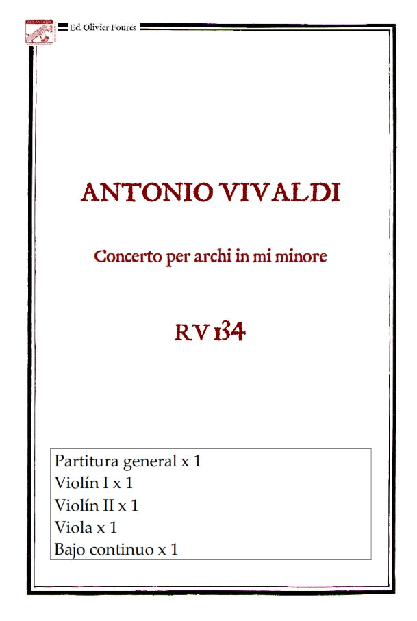 RV 134 Concerto per archi in mi minore