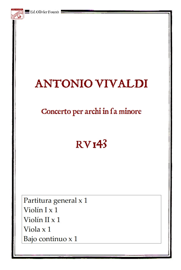 RV 143 Concerto per archi in fa minore