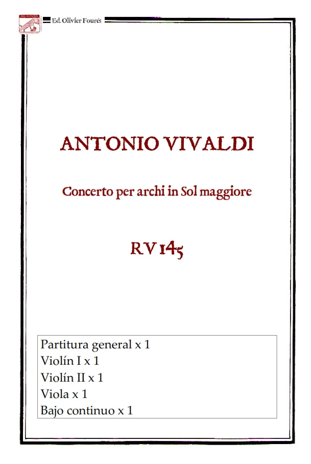 RV 145 Concerto per archi in Sol maggiore