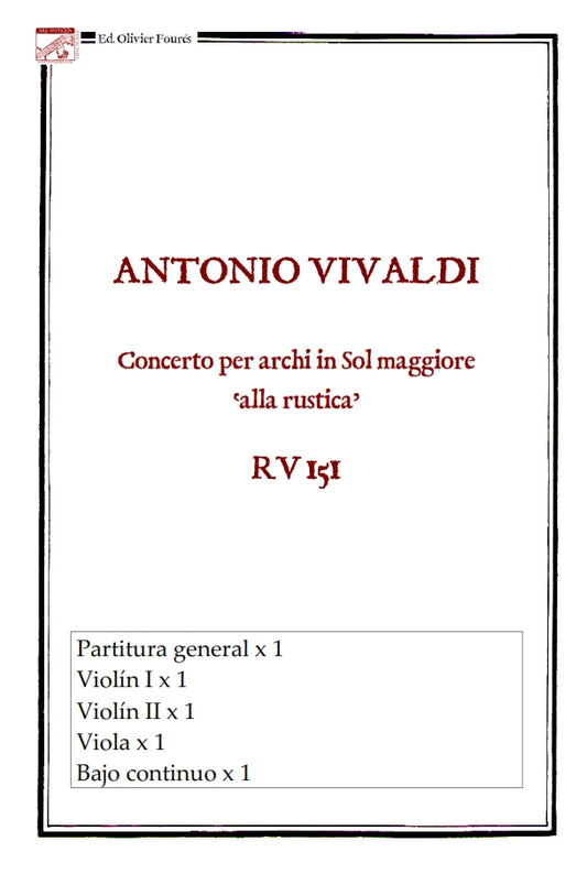 RV 151 Concerto per archi in Sol maggiore -ALLA RUSTICA-