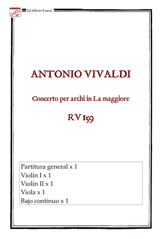 RV 159 Concerto per archi in La maggiore