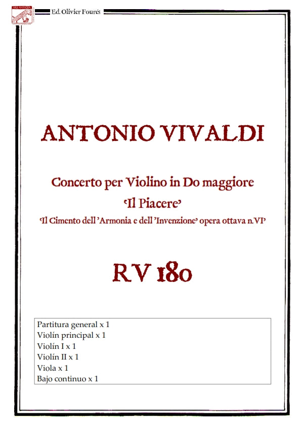 RV 180 Concerto per Violino in Do maggiore -IL PIACERE- "Il Cimento dell´Armonia e dell´Invenzione" opera ottava N.VI