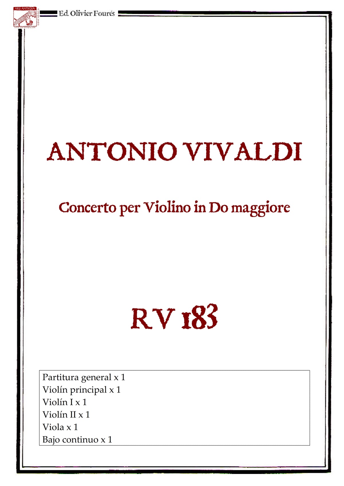 RV 183 Concerto per Violino in Do maggiore