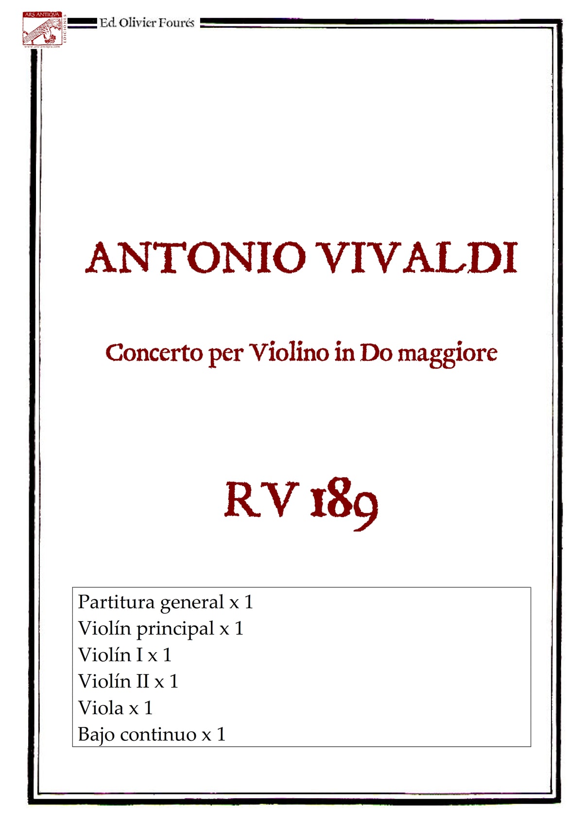 RV 189 Concerto per Violino in Do maggiore