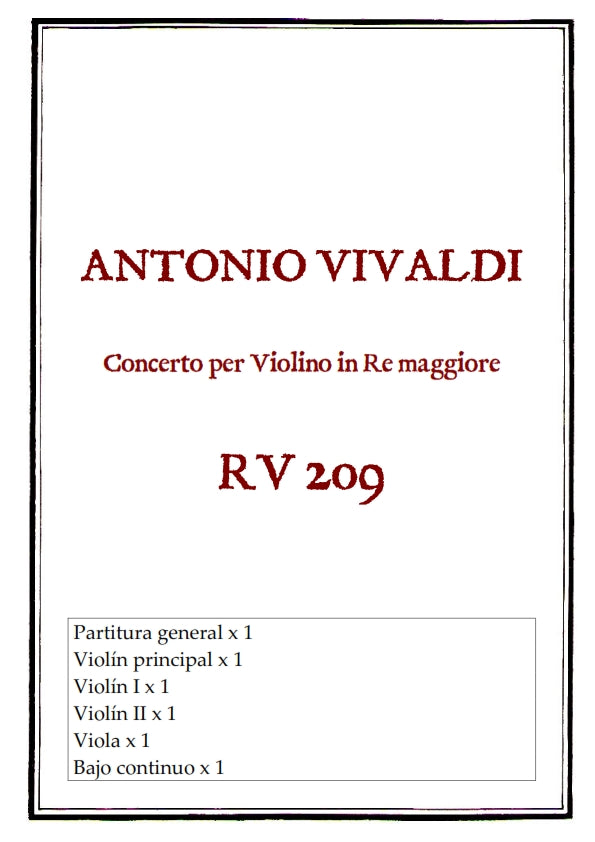 RV 209 Concerto per Violino in Re maggiore
