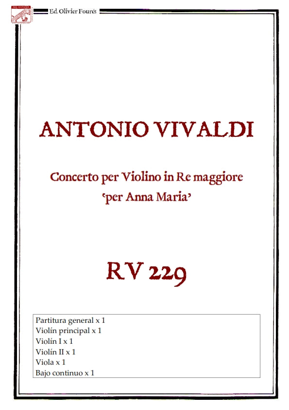 RV 229 Concerto per Violino in Re maggiore "per Anna Maria"