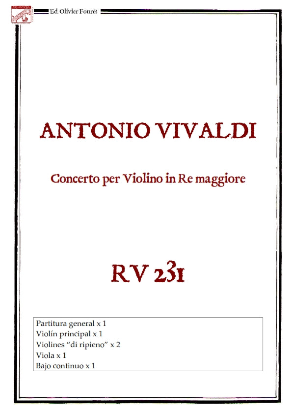 RV 231 Concerto per Violino in Re maggiore