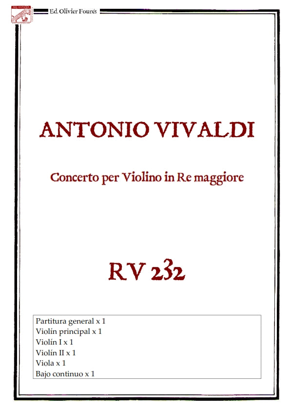 RV 232 Concerto per Violino in Re maggiore