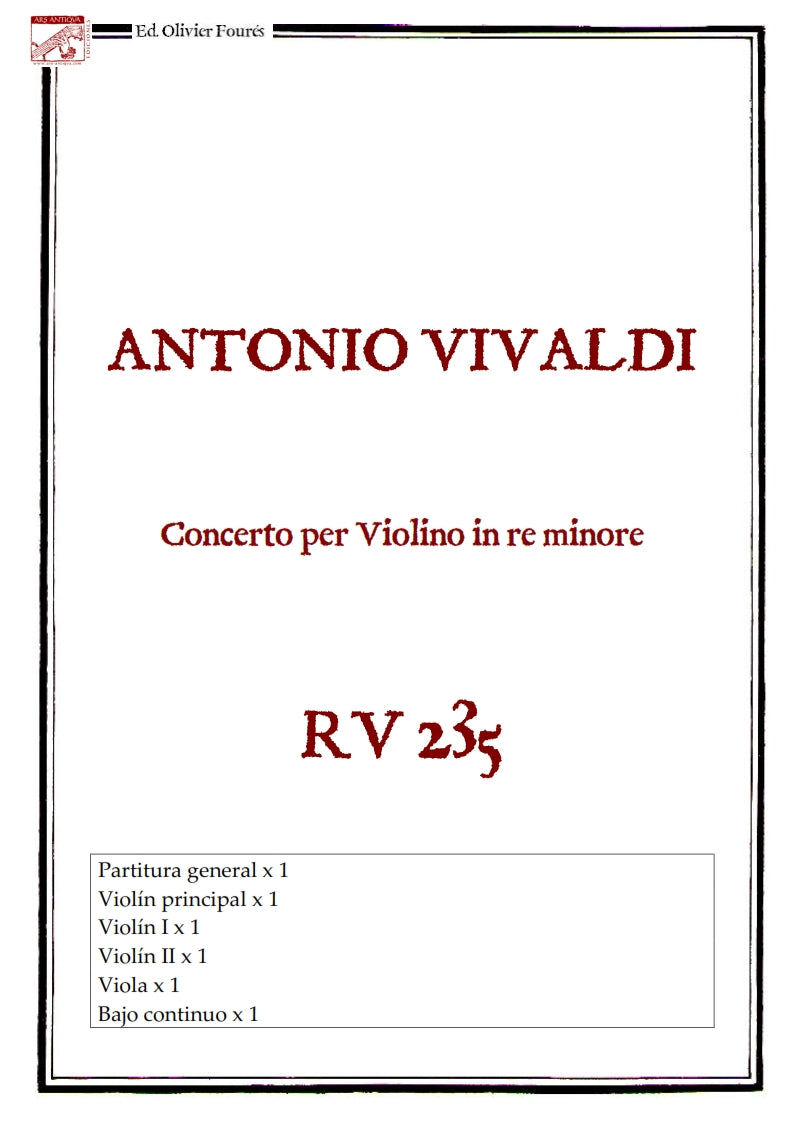 RV 235 Concerto per Violino in re minore