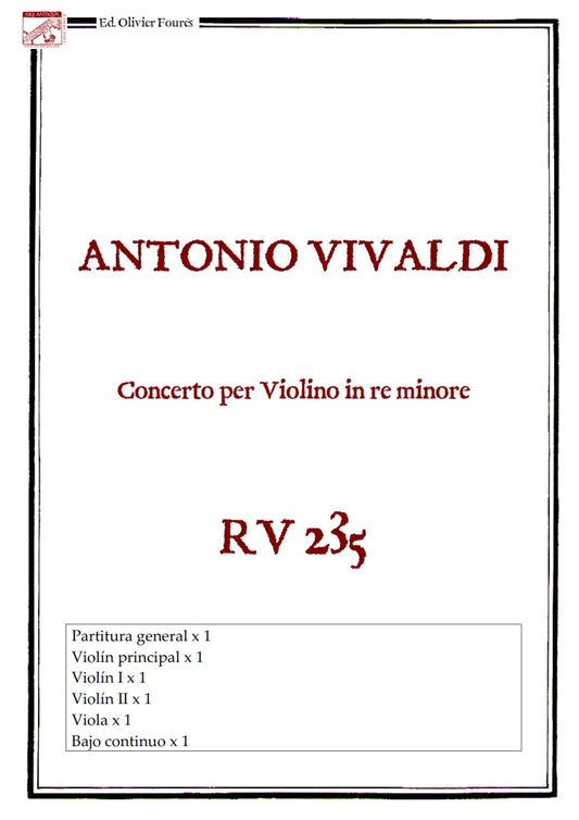 RV 235 Concerto per Violino in re minore
