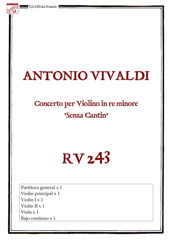 RV 243 Concerto per Violino in re minore - SENZA CANTIN-