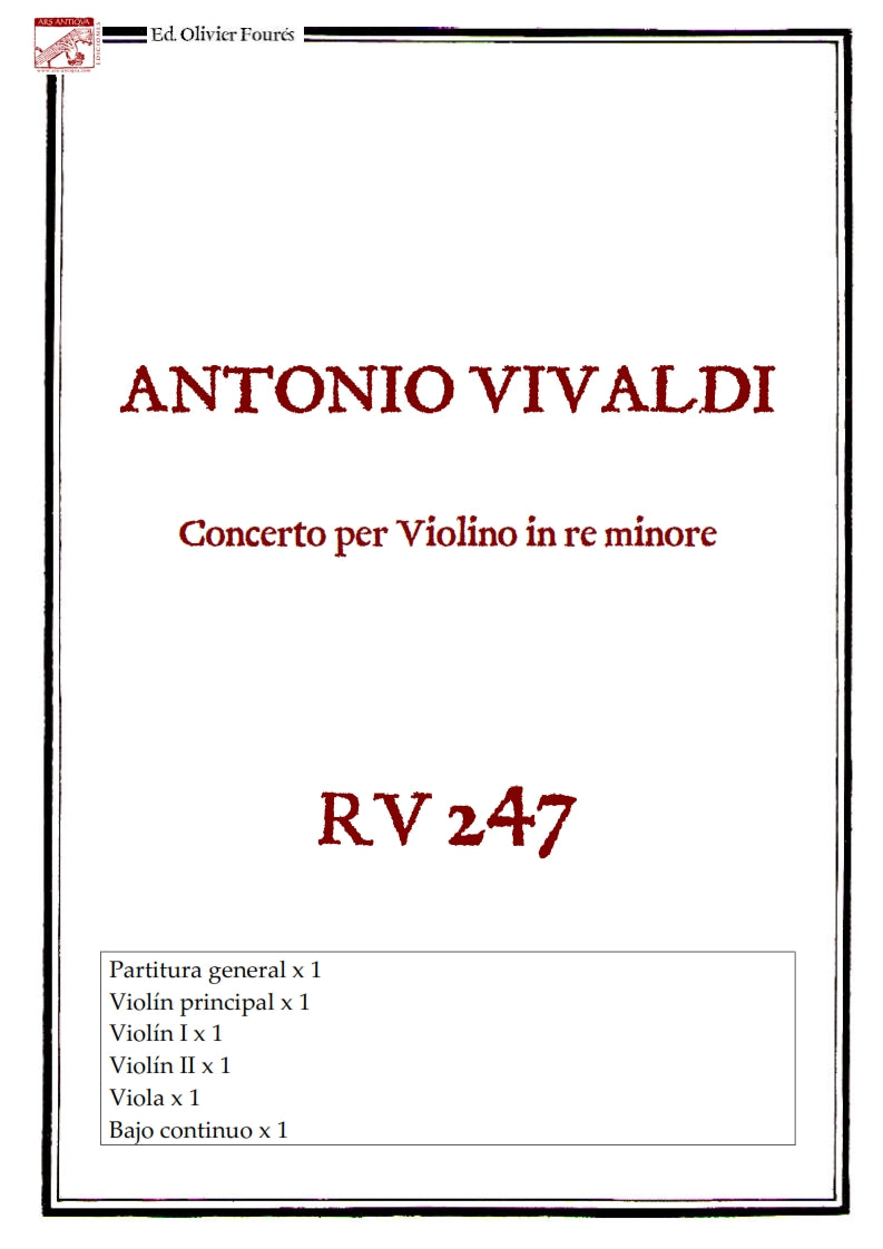 RV 247 Concerto per Violino in re minore