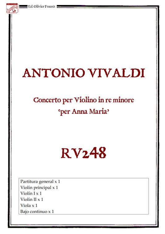 RV 248 Concerto per Violino in re minore "per Anna Maria"