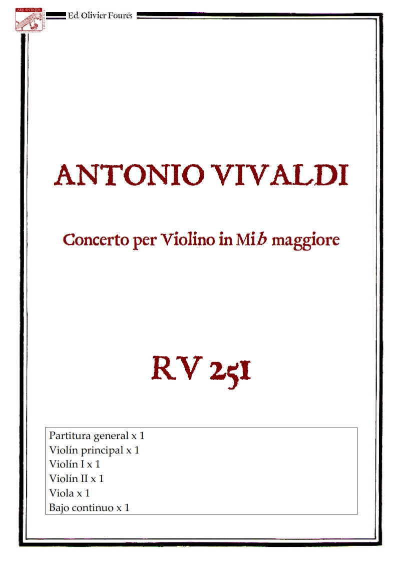RV 251 Concerto per Violino in Mib maggiore