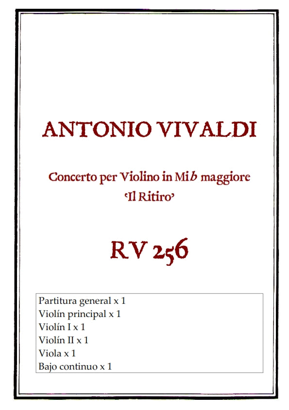 RV 256 Concerto per Violino in Mib maggiore -IL RITIRO-