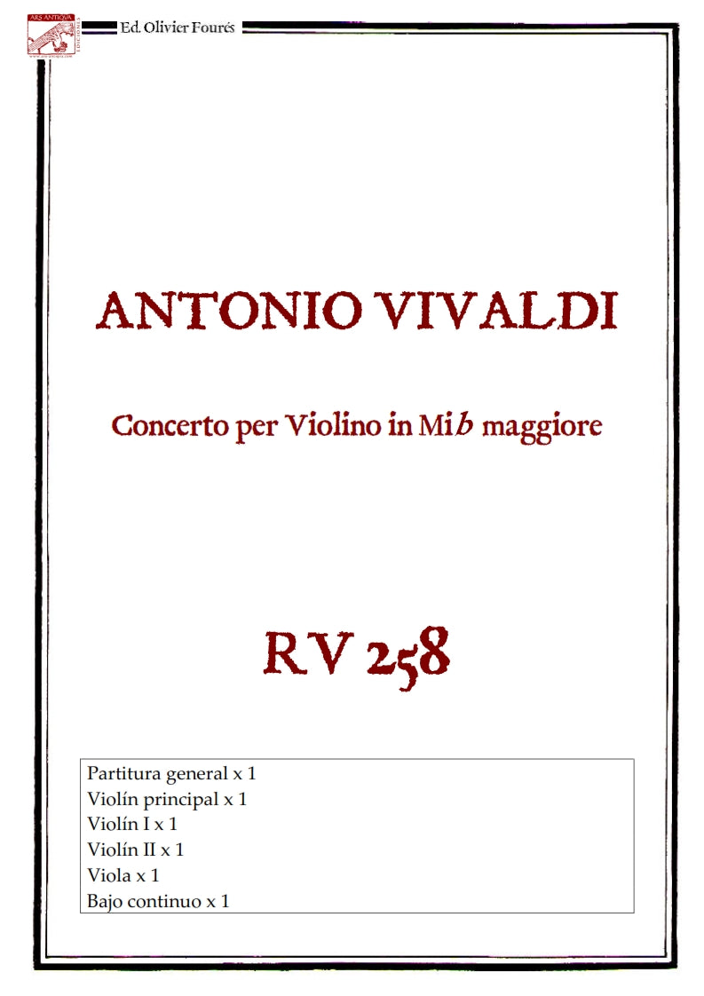 RV 258 Concerto per Violino in Mib maggiore