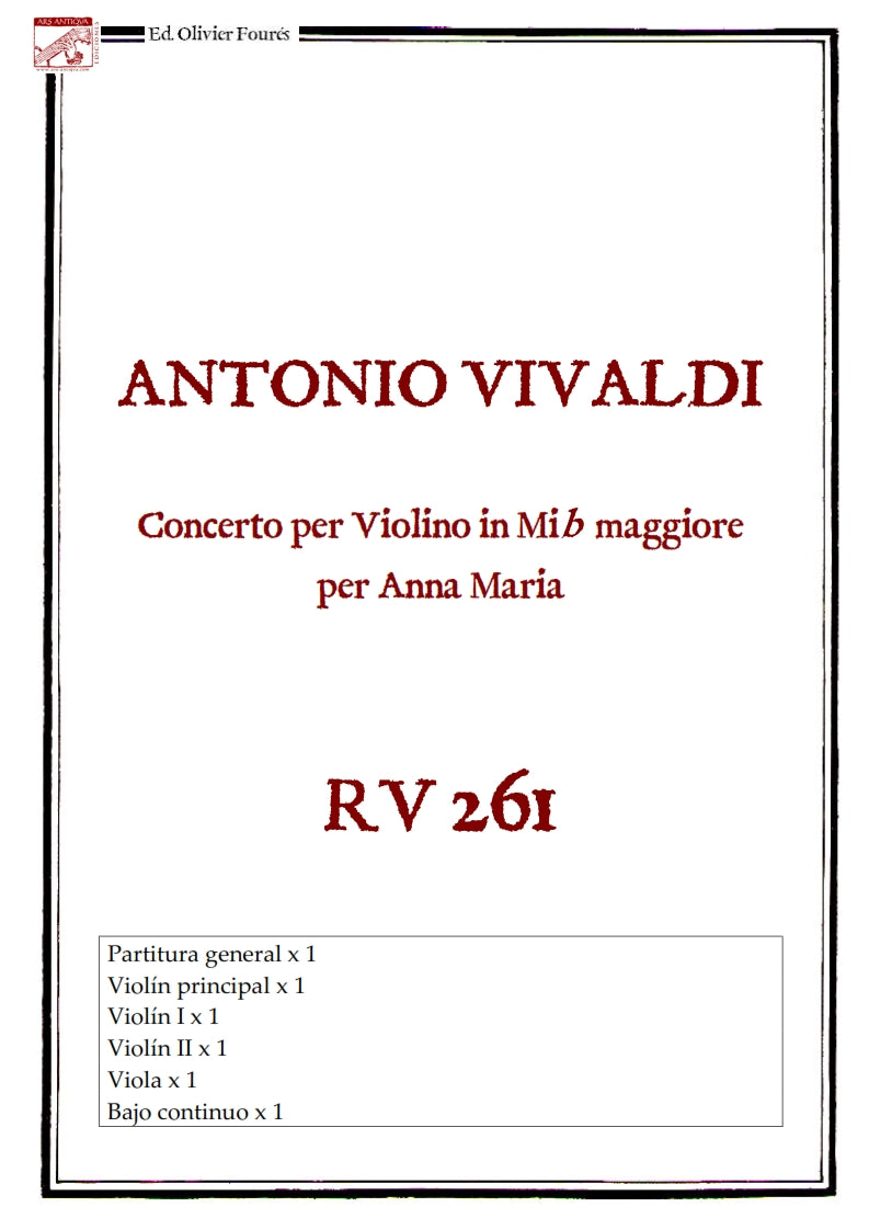 RV 261 Concerto per Violino in Mib maggiore per Anna Maria