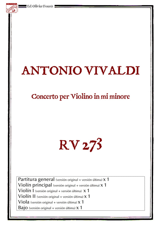 RV 273 Concerto per Violino in mi minore
