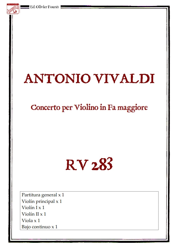 RV 283 Concerto per Violino in Fa maggiore