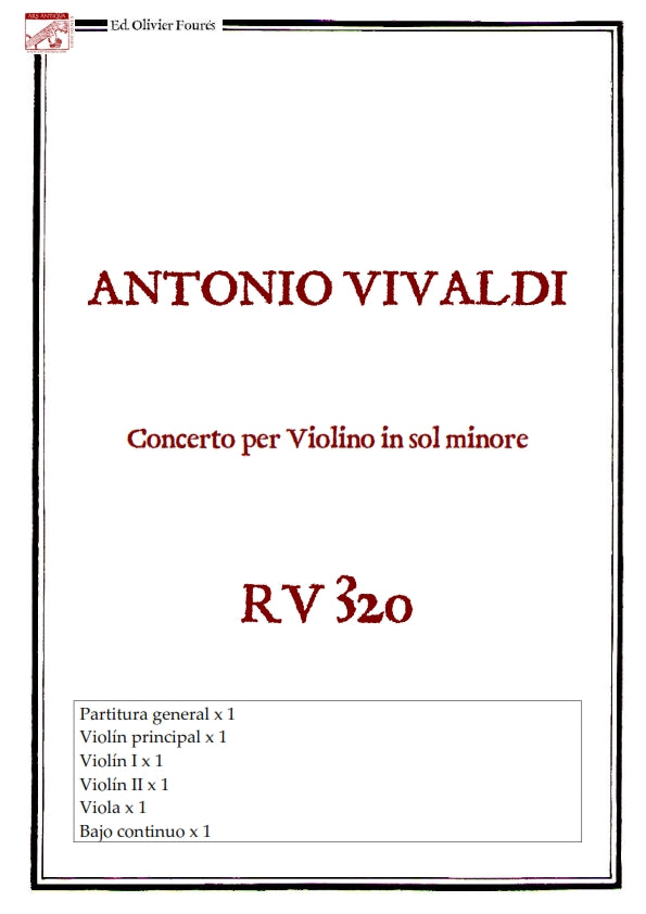 RV 320 Concerto per Violino in sol minore