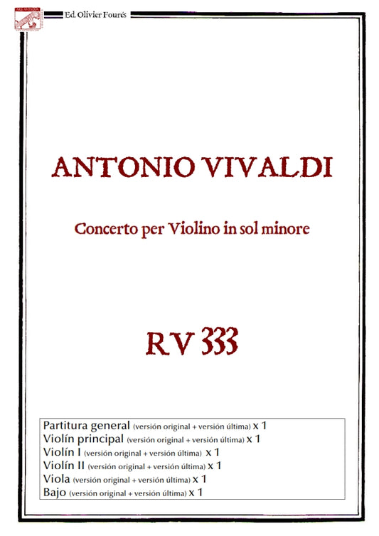 RV 333 Concerto per Violino in sol minore