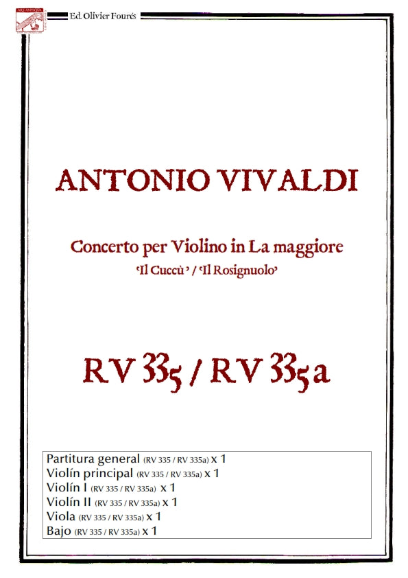 RV 335 / RV 335a Concerto per Violino in La maggiore -IL CUCCÙ / IL ROSIGNUOLO-