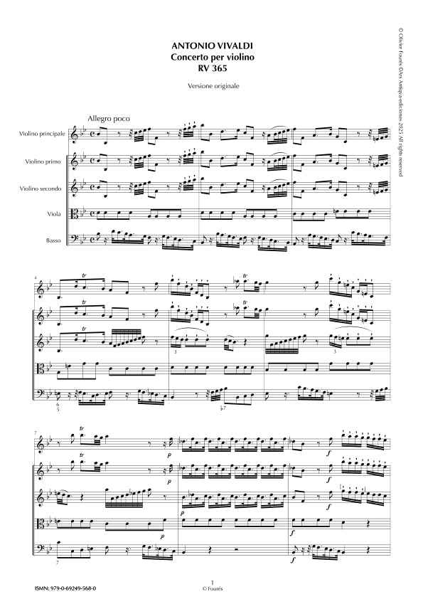 RV 365 Concerto per Violino in Si-b maggiore
