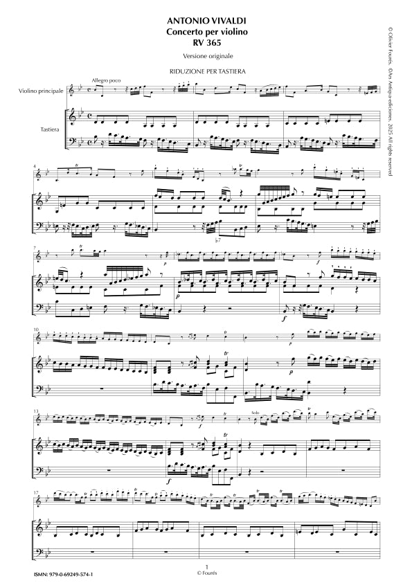 RV 365 Concerto per Violino in Si-b maggiore