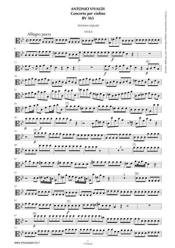 RV 365 Concerto per Violino in Si-b maggiore